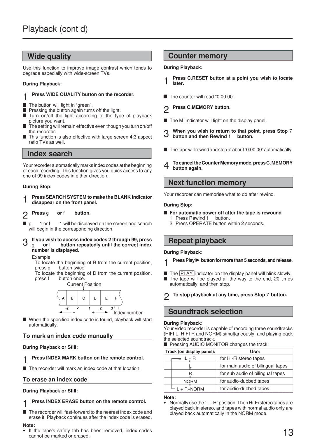 JVC HR-J73MS manual Playback cont’d 