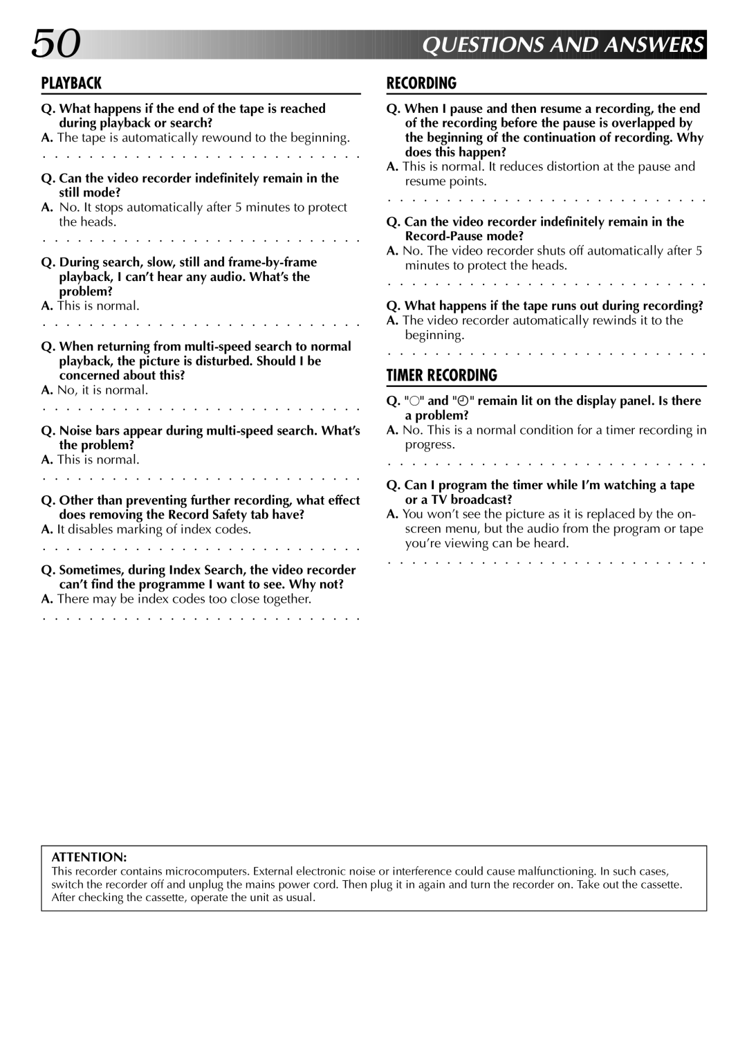 JVC HR-J745EK, HR-J249EK instruction manual Questions and Answers 