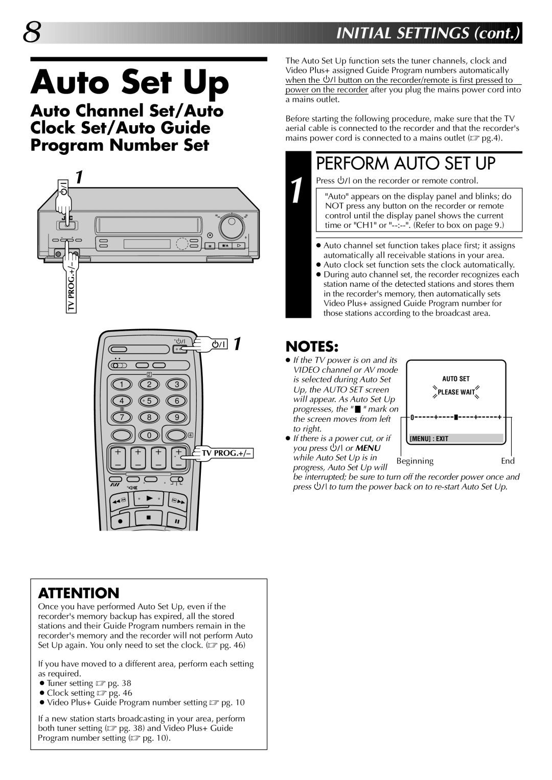 JVC HR-J745EK, HR-J249EK instruction manual Auto Set Up, Perform Auto SET UP 