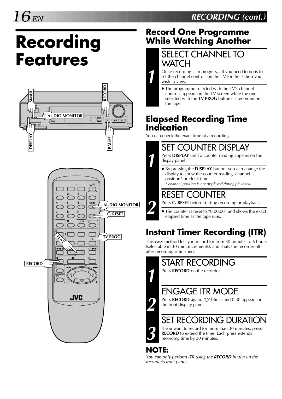 JVC HR-J747MS, HR-J647MS specifications Recording Features 