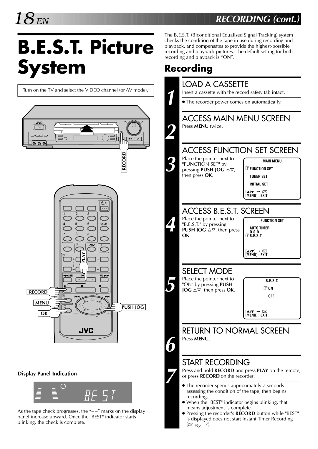 JVC HR-J749EE, HR-J748EE specifications S.T. Picture System, EN Recording 