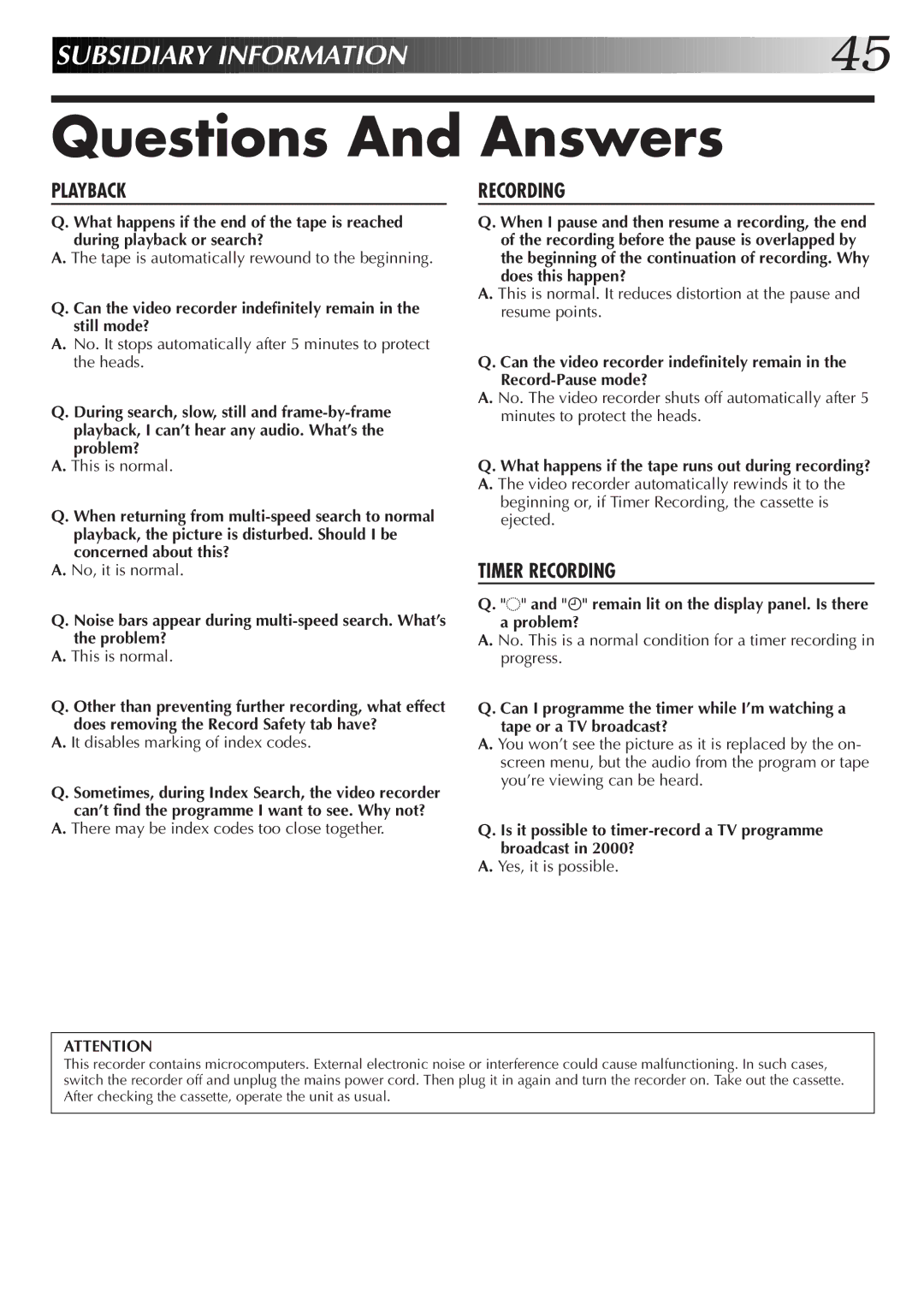 JVC HR-J755EK setup guide Questions And Answers, Playback 