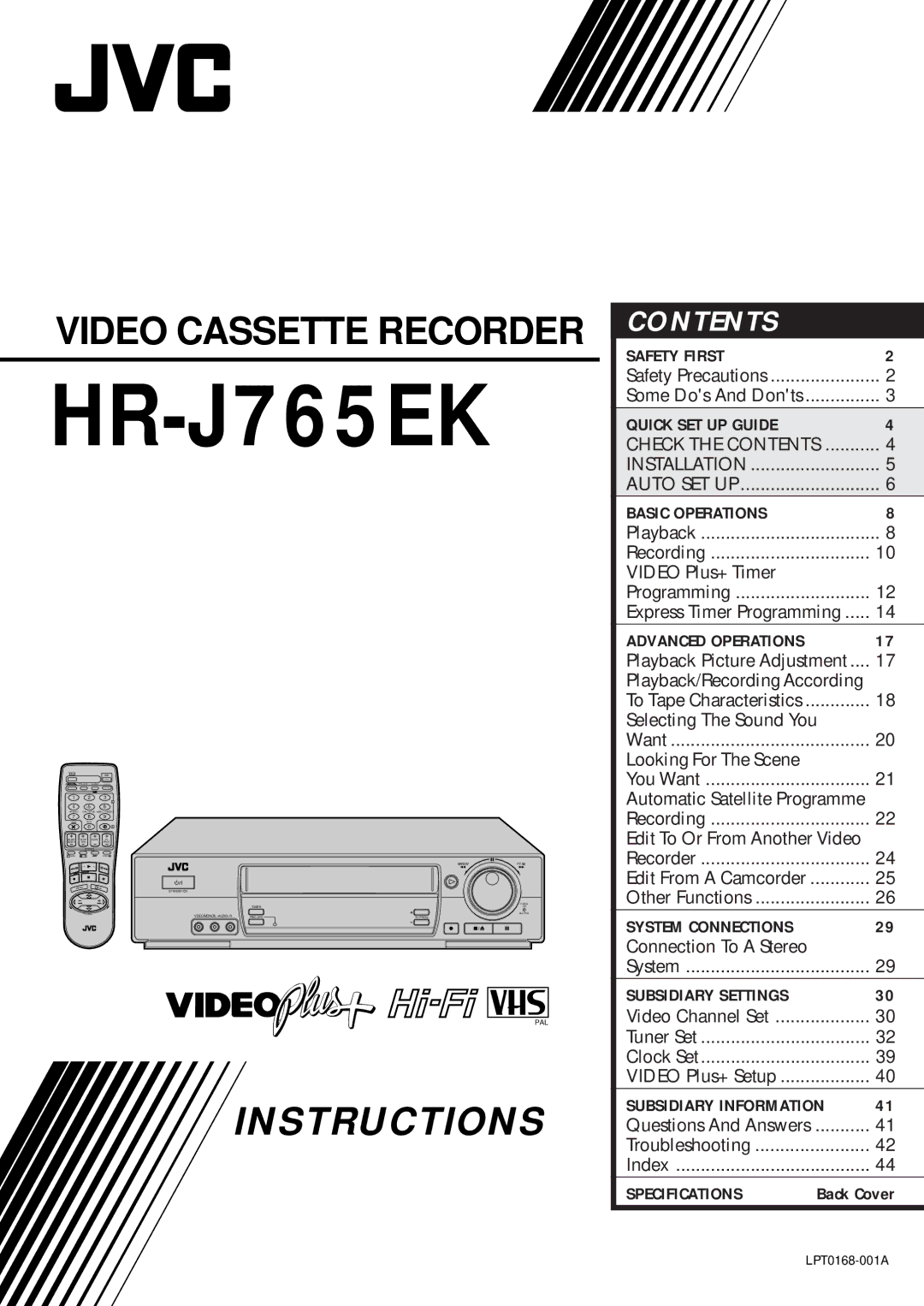 JVC HR-J765EK setup guide 