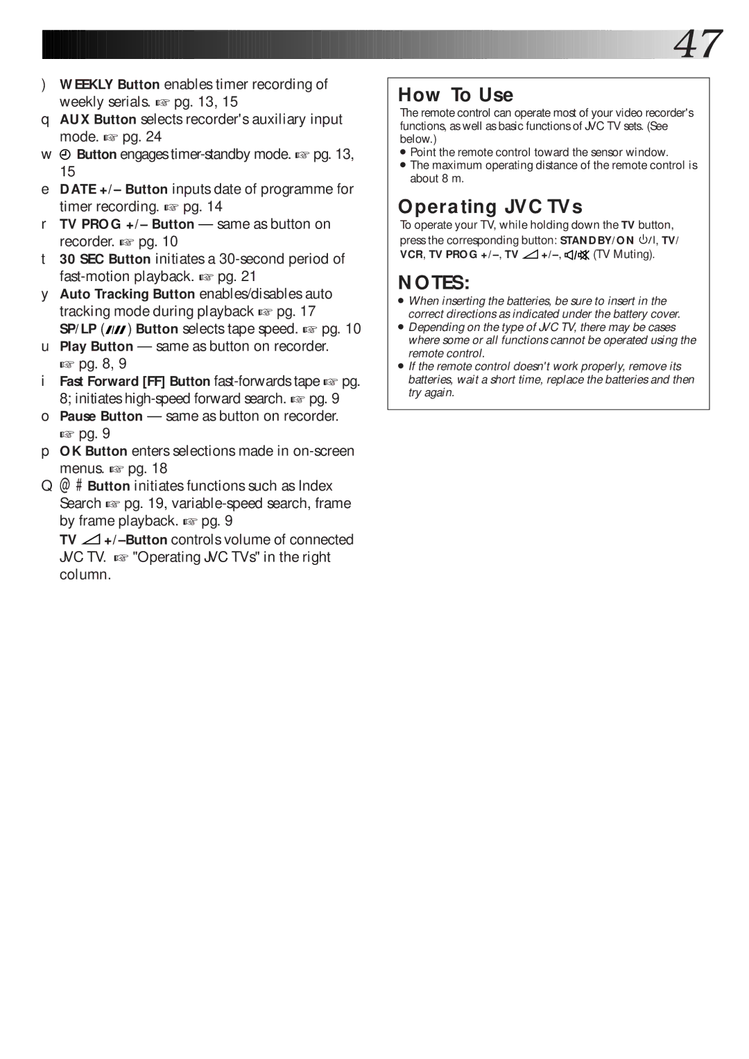 JVC HR-J765EK setup guide Auto Tracking Button enables/disables auto, VCR, TV Prog +/-,TV +/-, TV Muting 