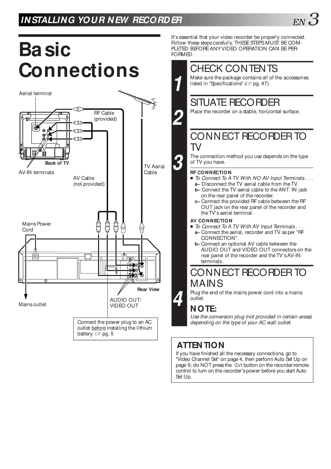 JVC HR-J768MS, HR-J767MS, HR-J667MS specifications Basic, Connections 