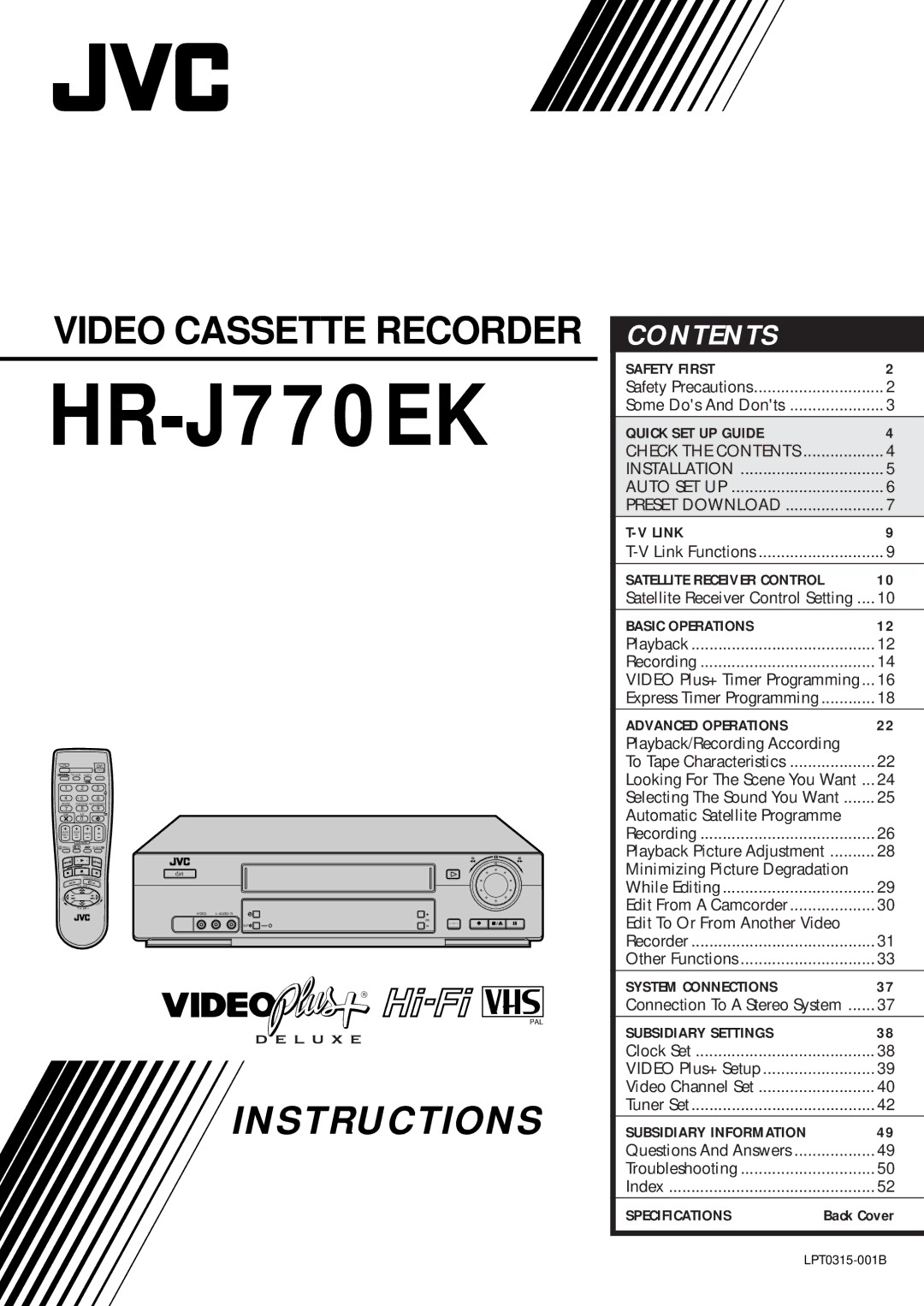 JVC HR-J770EK setup guide 