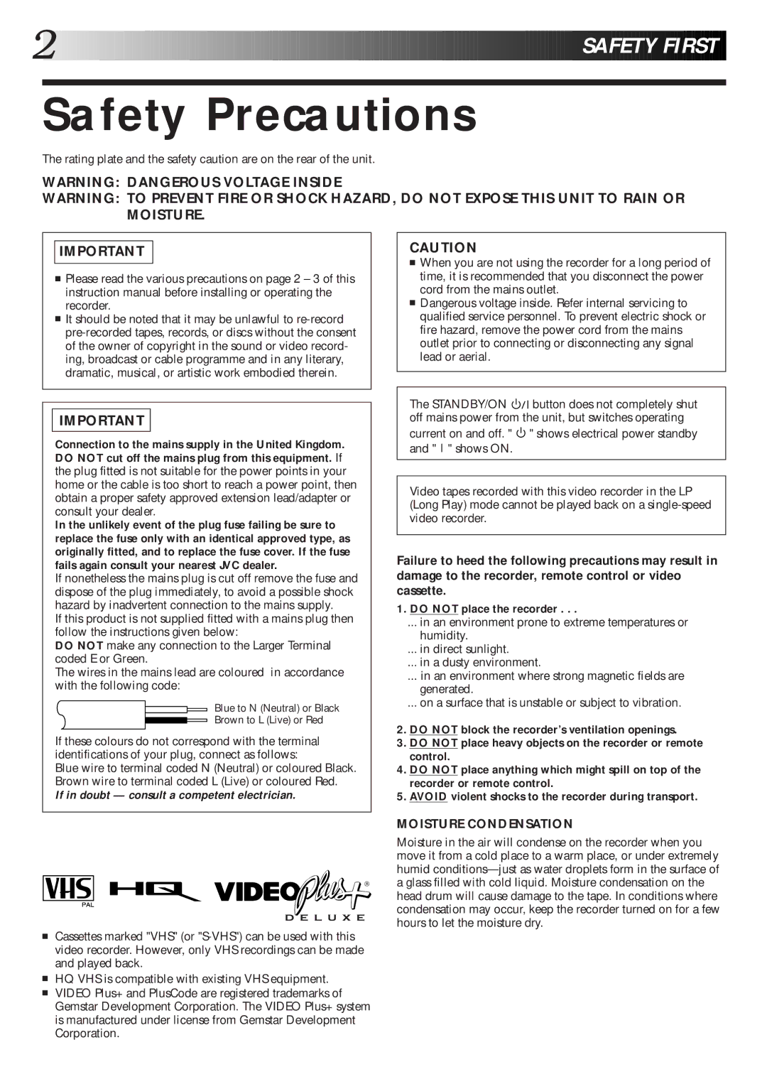 JVC HR-J770EK setup guide Safety Precautions, Do not place the recorder 