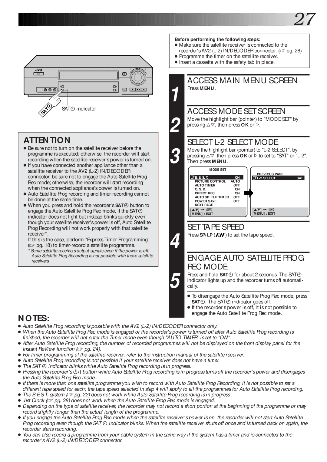 JVC HR-J770EK setup guide Access Main Menu Screen 