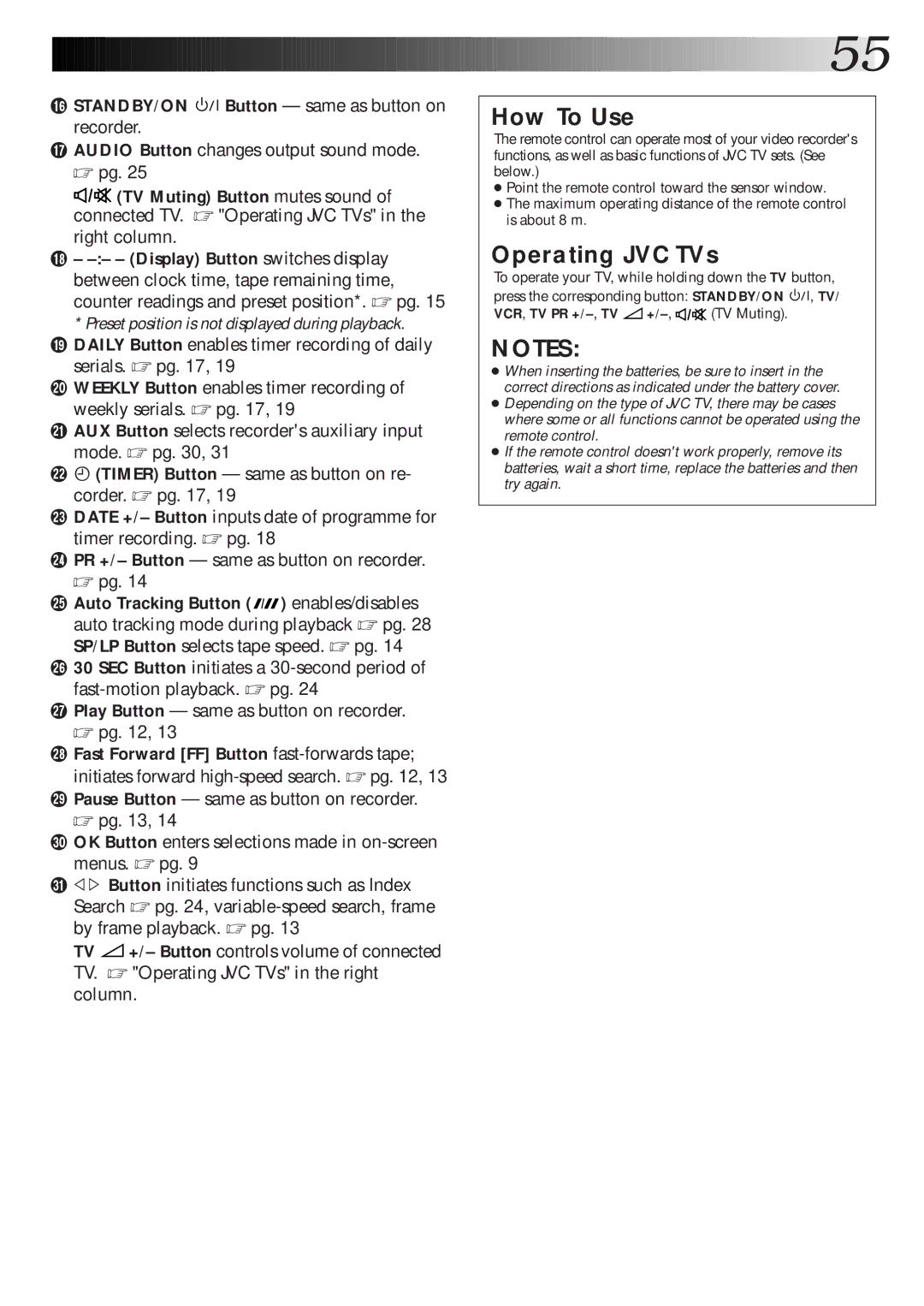 JVC HR-J770EK setup guide Fast Forward FF Button fast-forwards tape, VCR, TV PR +/-,TV +/-, TV Muting 