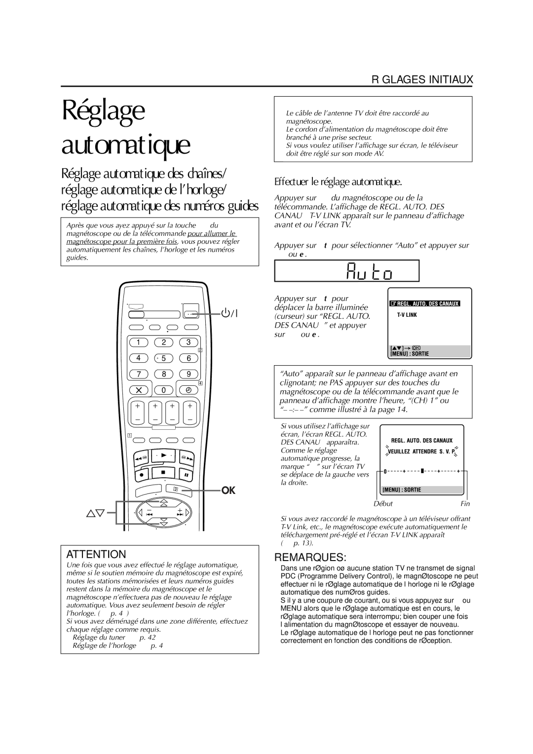 JVC HR-J770MS manual Effectuer le réglage automatique, Avant de commencer, s’assurer de la suite, Sur l’affichage sur écran 