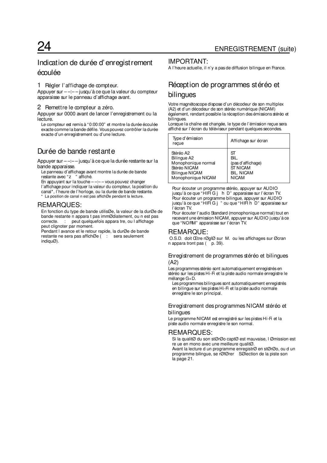 JVC HR-J770MS manual Indication de durée d’enregistrement écoulée, Durée de bande restante, Régler l’affichage de compteur 