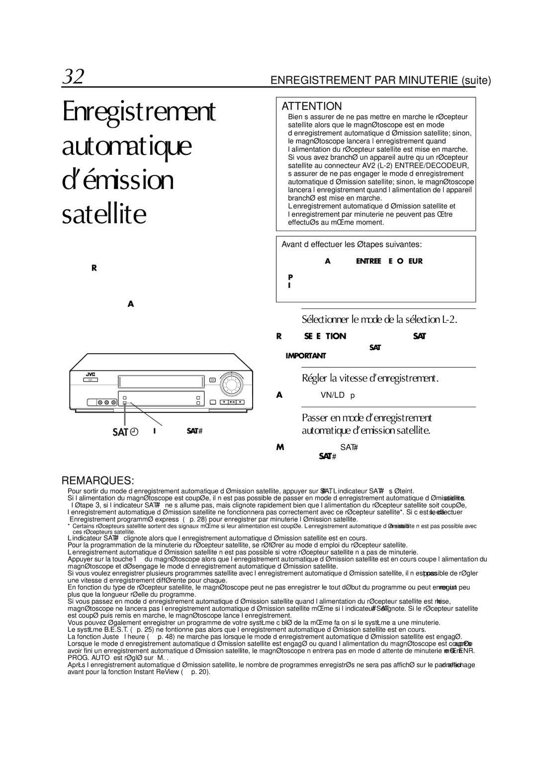 JVC HR-J770MS manual Sélectionner le mode de la sélection L-2, Avant d’effectuer les étapes suivantes 