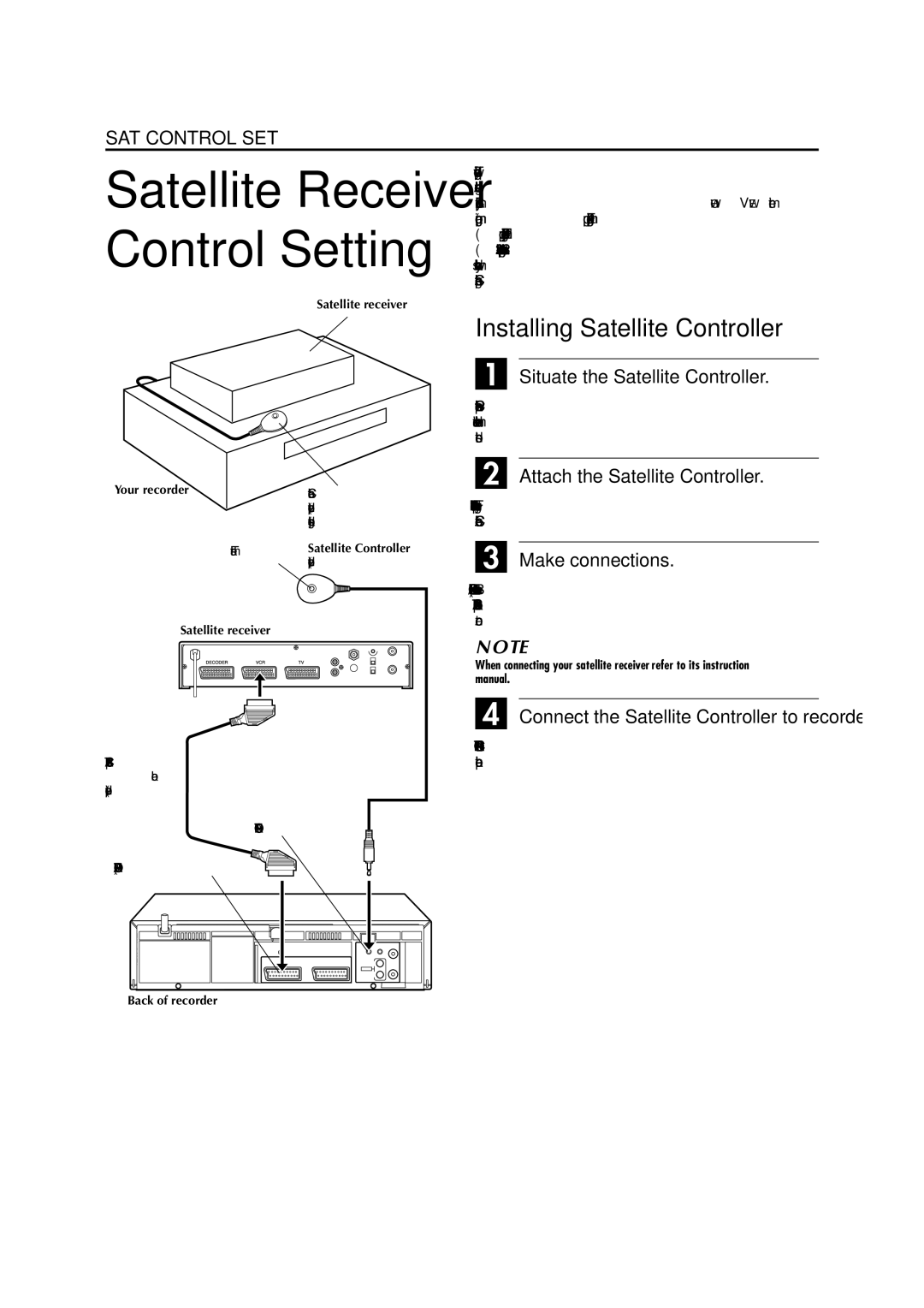 JVC HR-J781EU Installing Satellite Controller, Situate the Satellite Controller, Attach the Satellite Controller 