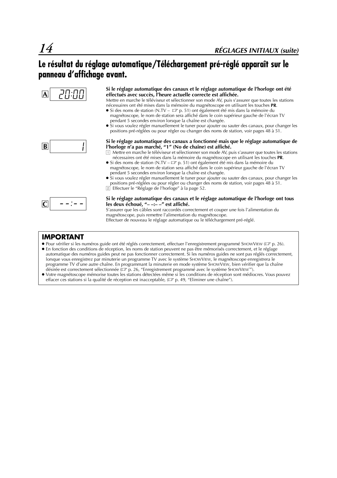 JVC HR-J780MS, HR-J781MS manual Réglages Initiaux suite 