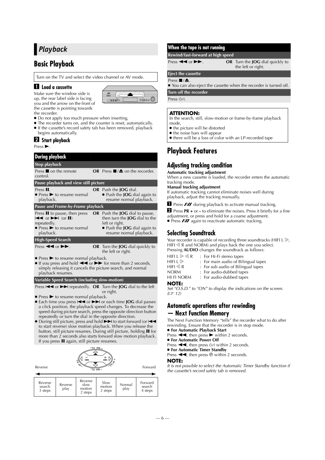 JVC HR-J790EU specifications Basic Playback, Playback Features 