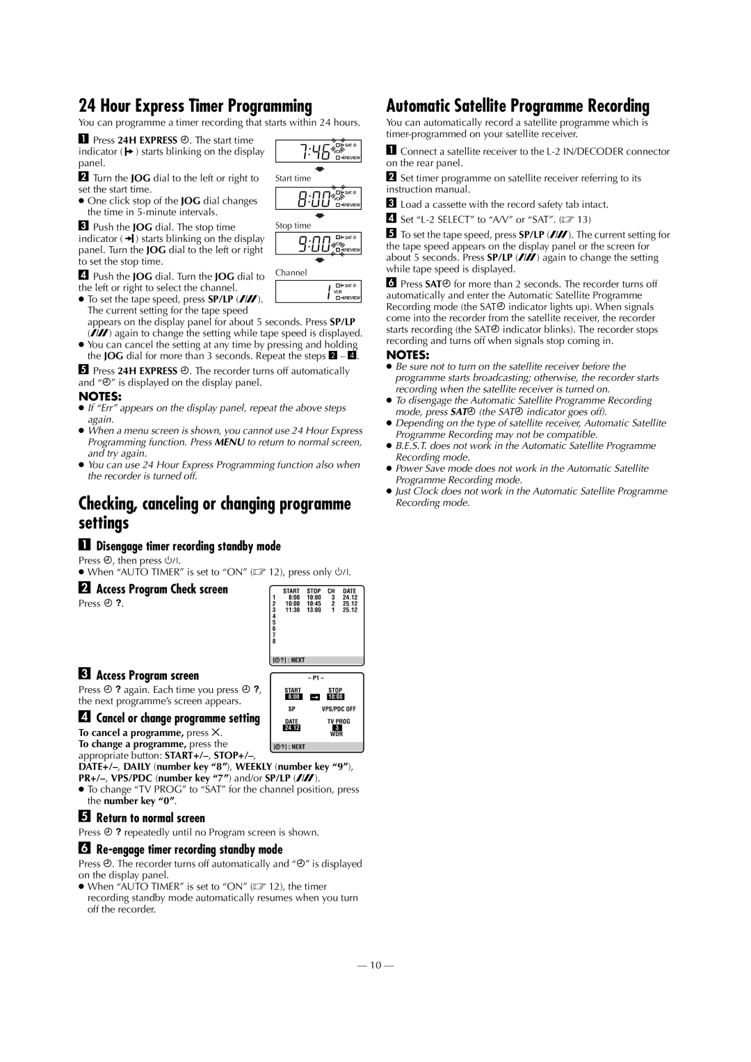 JVC HR-J794EU specifications Checking, canceling or changing programme settings 