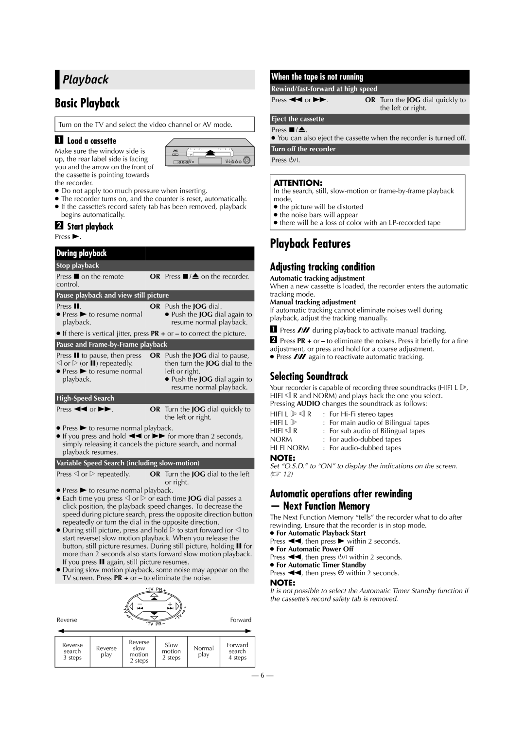 JVC HR-J794EU specifications Basic Playback, Playback Features 