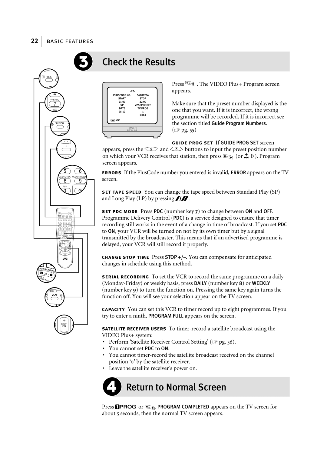 JVC HR-J795EK manual Return to Normal Screen 