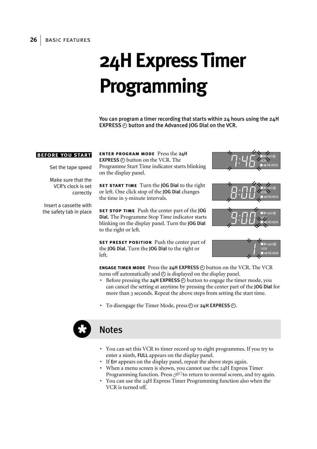 JVC HR-J795EK manual 24H Express Timer Programming 