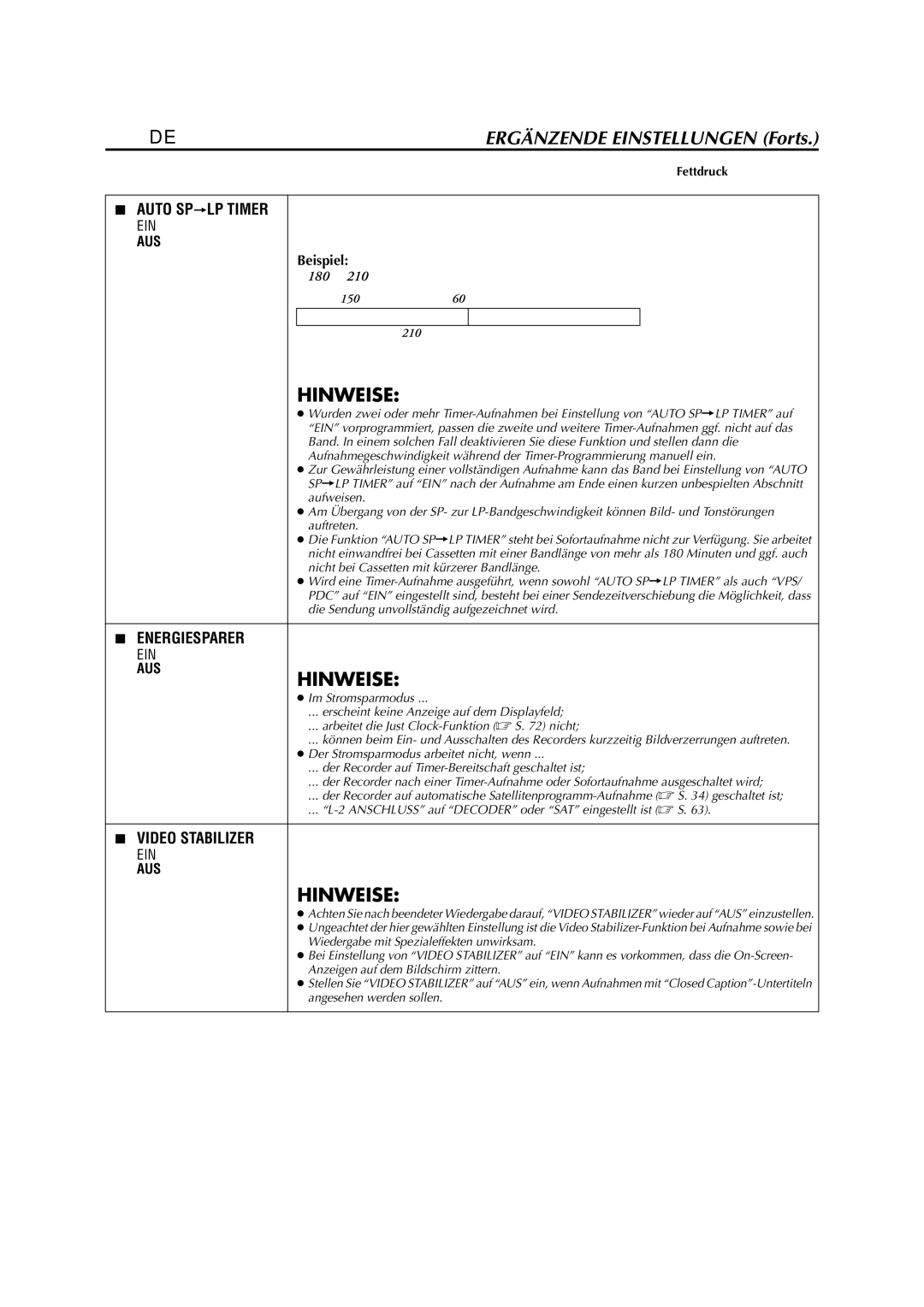 JVC HR-J880EU 62 DE, Beispiel, Ausgelöst wird, Ausgeschaltetem Recorder reduziert, Gemacht wurden, automatisch korrigiert 