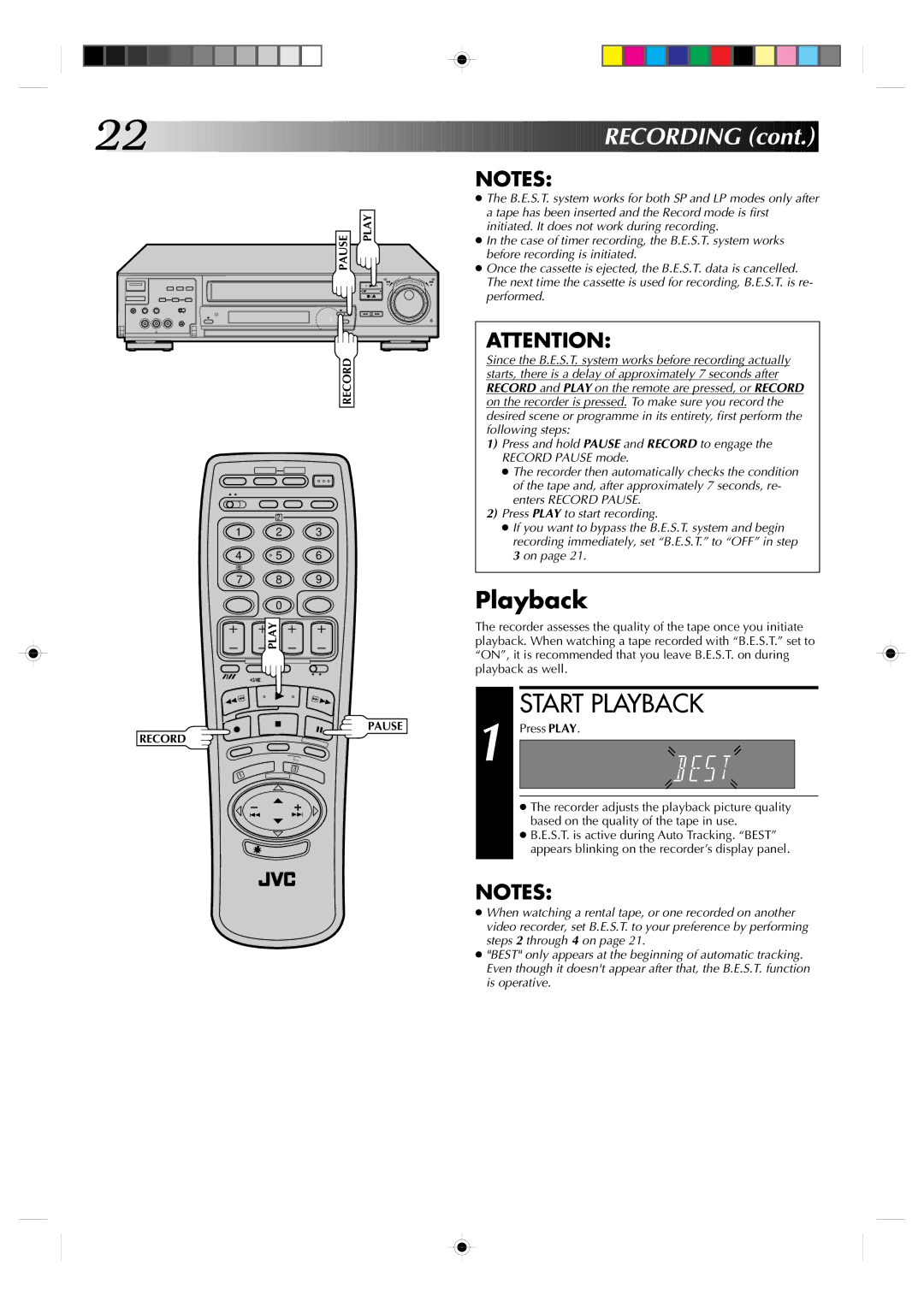 JVC HR-J935EK specifications Recording, Playback 