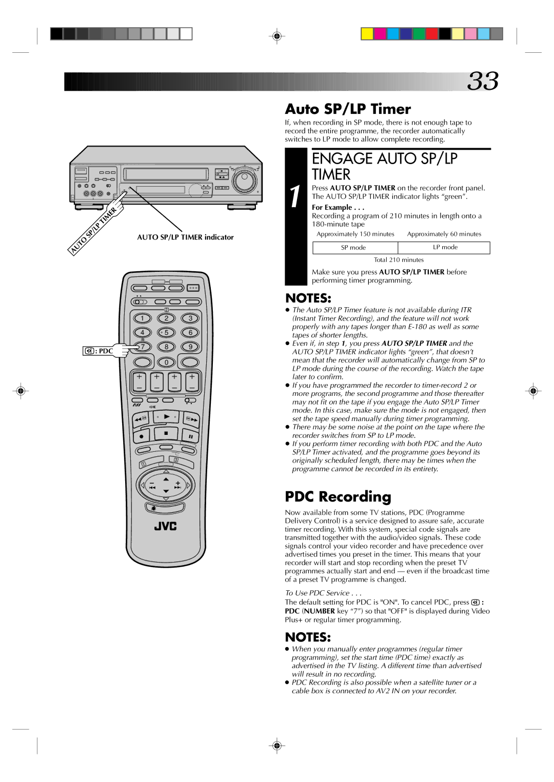 JVC HR-J935EK specifications Engage Auto SP/LP, Auto SP/LP Timer, PDC Recording 