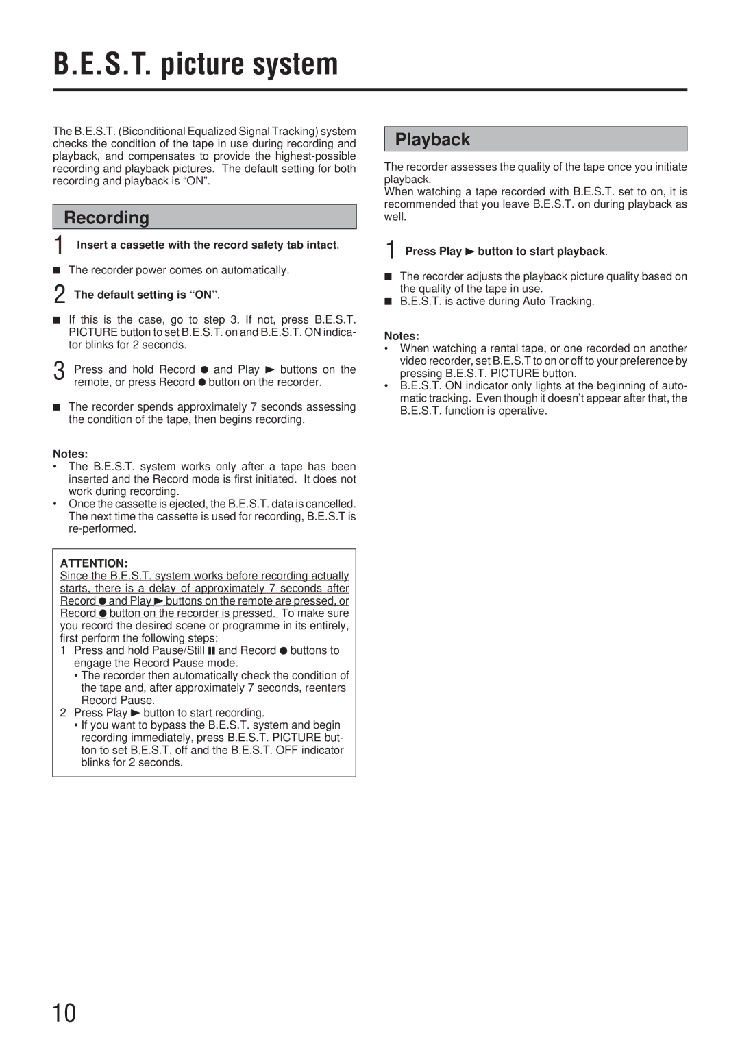 JVC HR-P82A manual S.T. picture system, Recording, Playback 