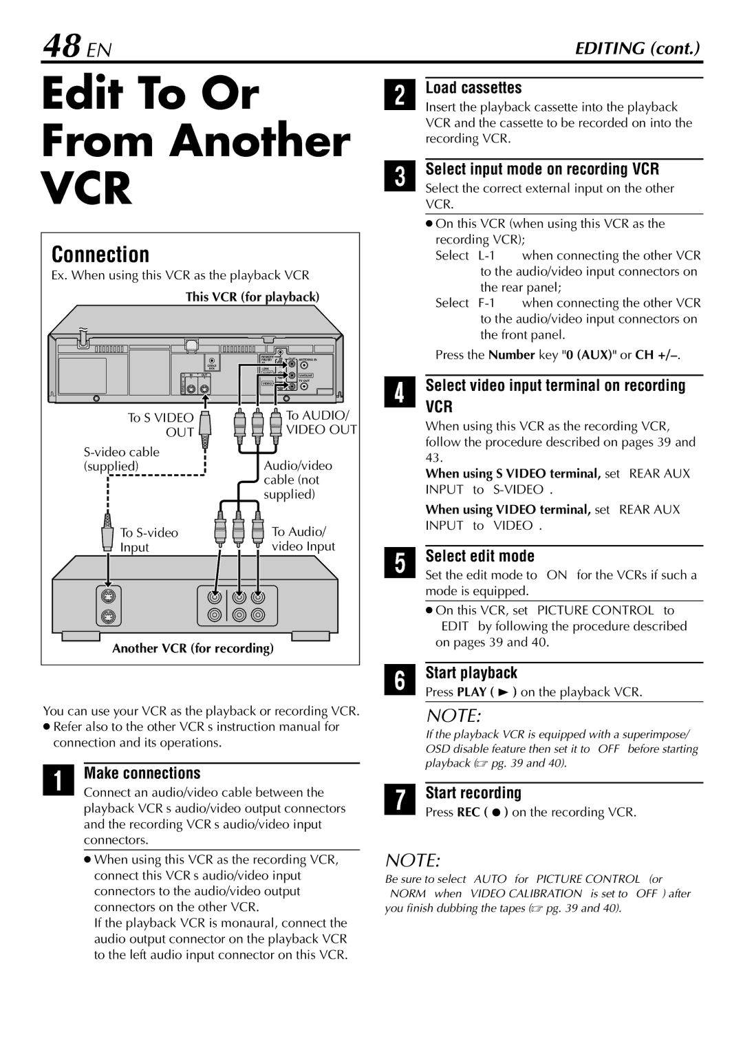 JVC HR-S29U manual Edit To Or From Another, 48 EN 