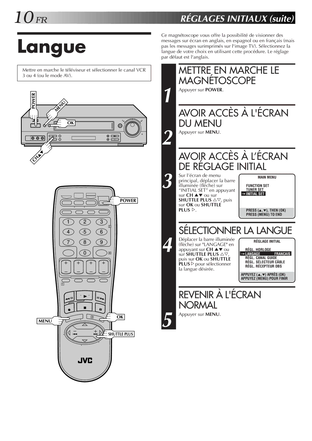 JVC HR-S3500U manual Langue 