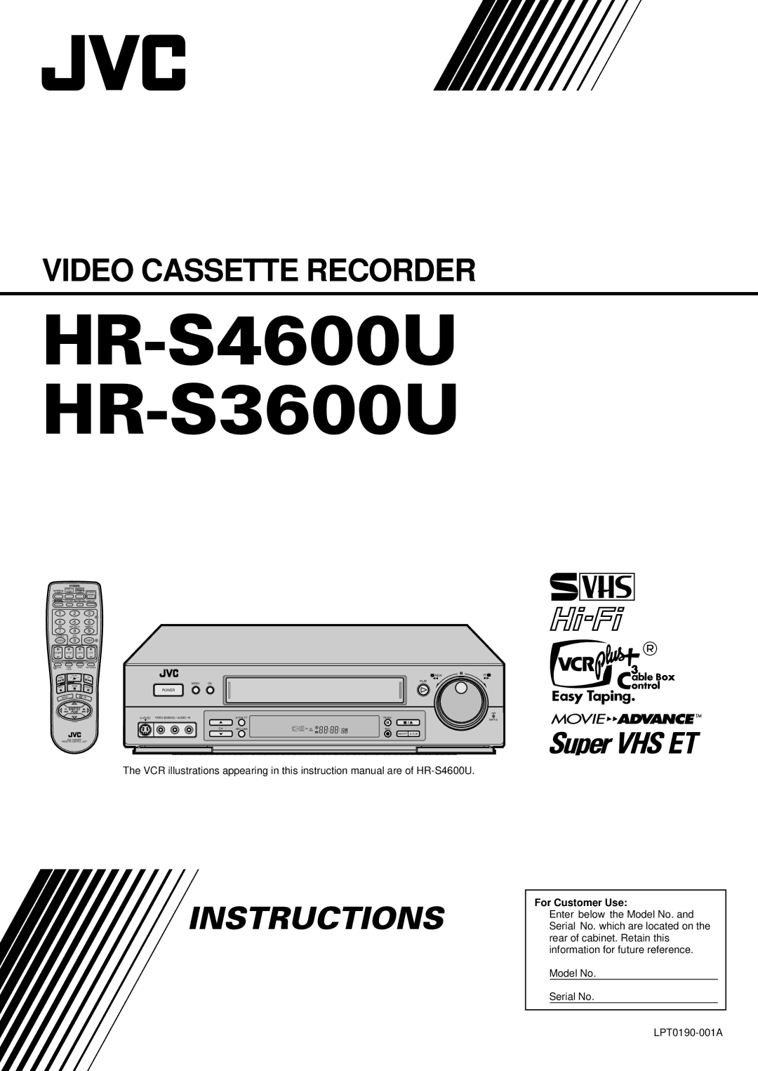 JVC instruction manual HR-S4600U HR-S3600U 