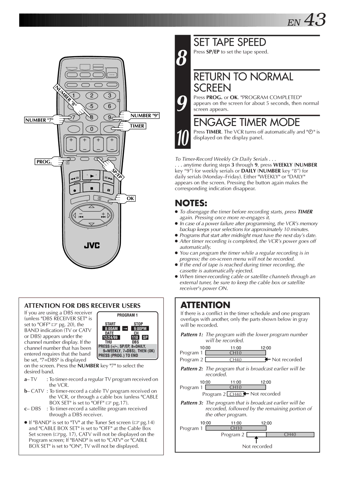 JVC HR-S4600U instruction manual Engage Timer Mode 