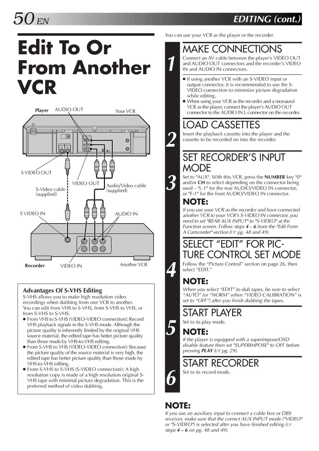 JVC HR-S4600U instruction manual Edit To Or From Another 