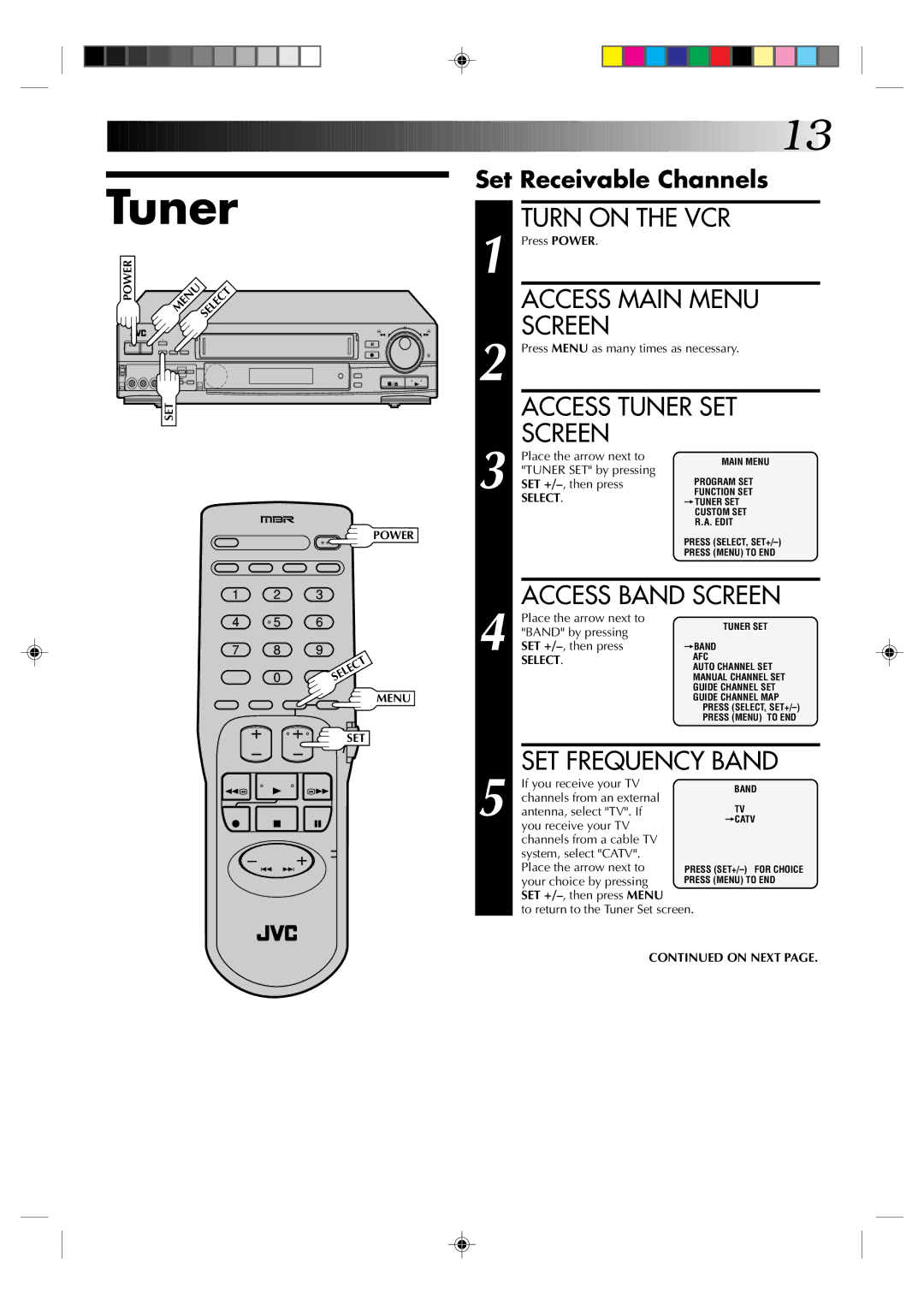 JVC HR-S5300U manual Tuner, On Next 