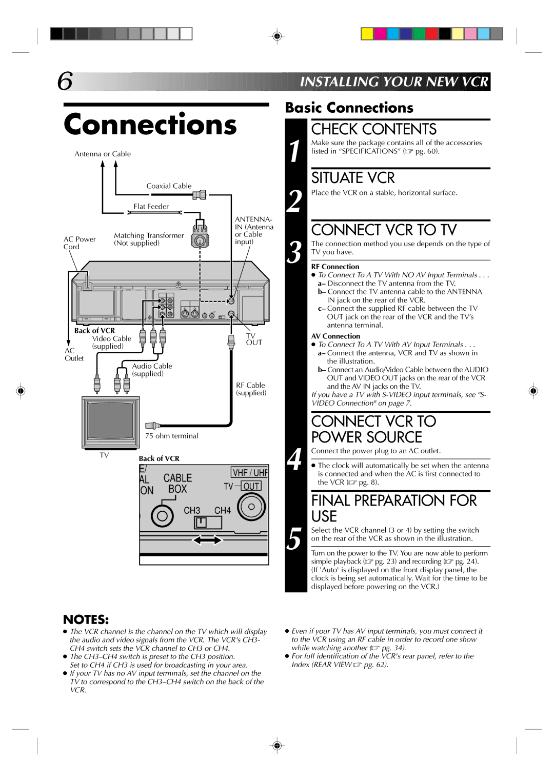 JVC HR-S5300U manual Connections, Check Contents 