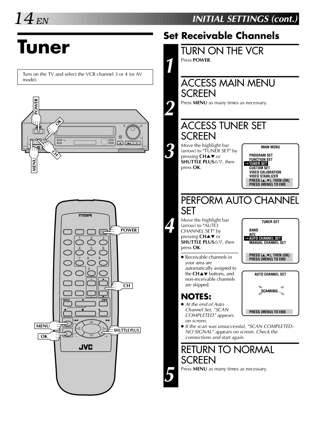 JVC HR-S5400U manual Tuner 