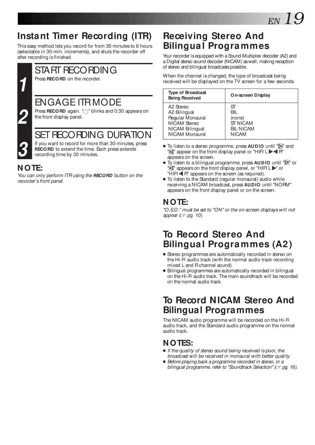 JVC HR-S5600AM specifications Engage ITR Mode, SET Recording Duration 