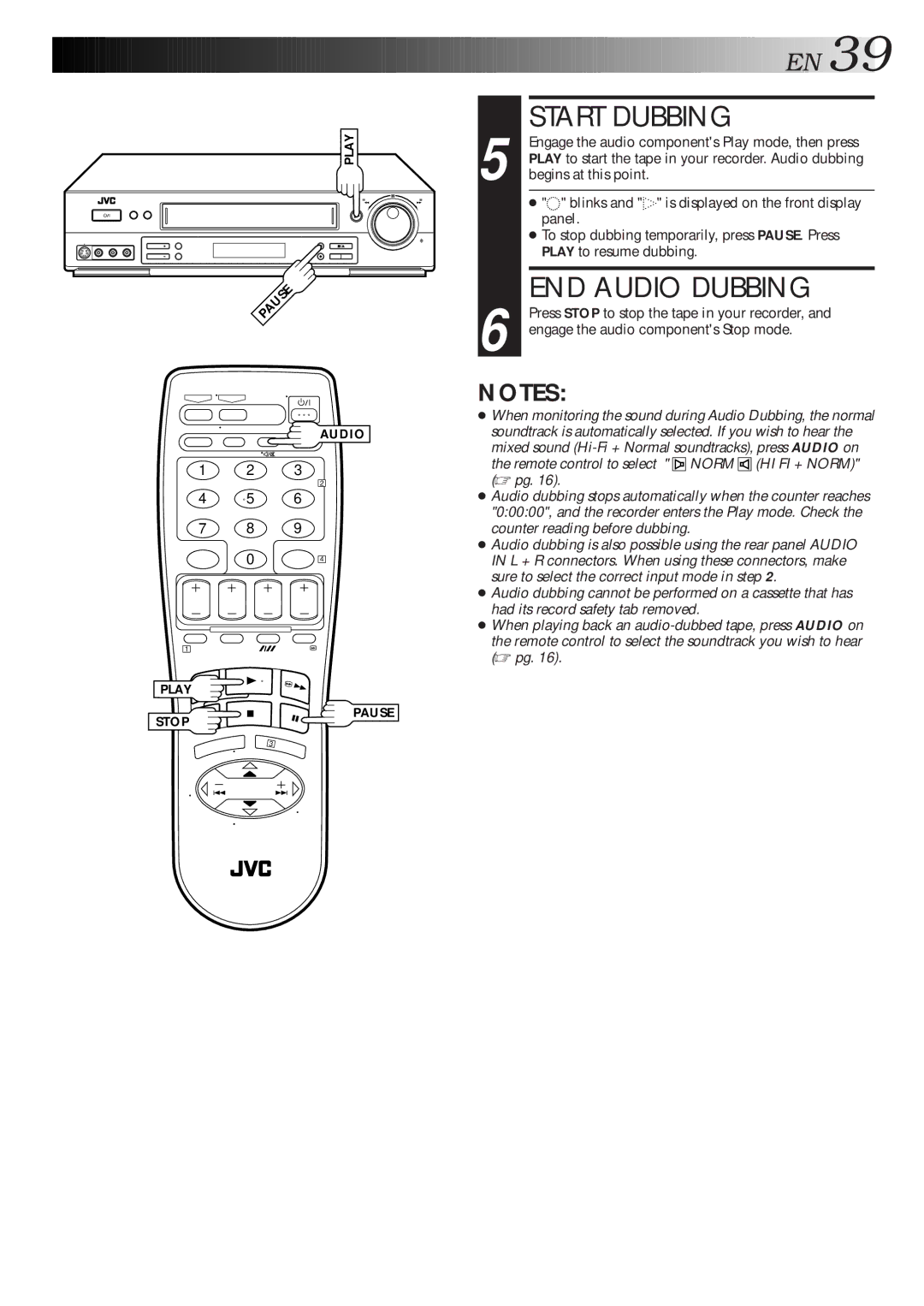 JVC HR-S5600AM specifications Start Dubbing, END Audio Dubbing 