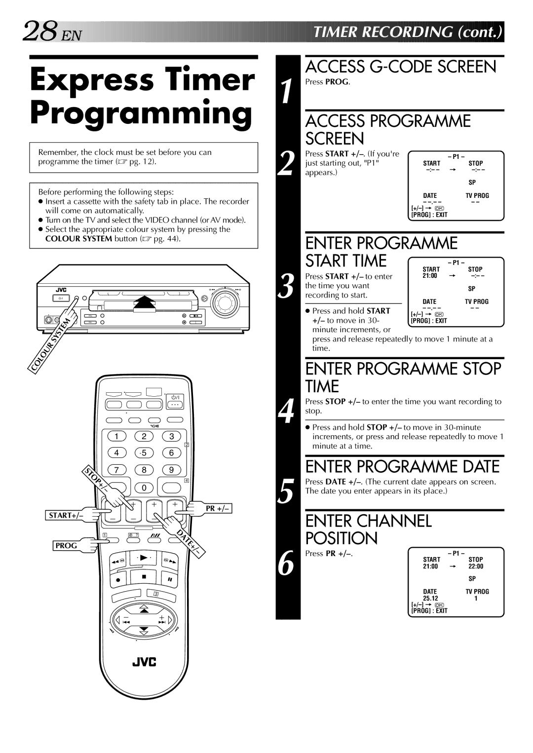 JVC HR-S5700AM, LPT0428-001A specifications Express Timer Programming, Start Time 