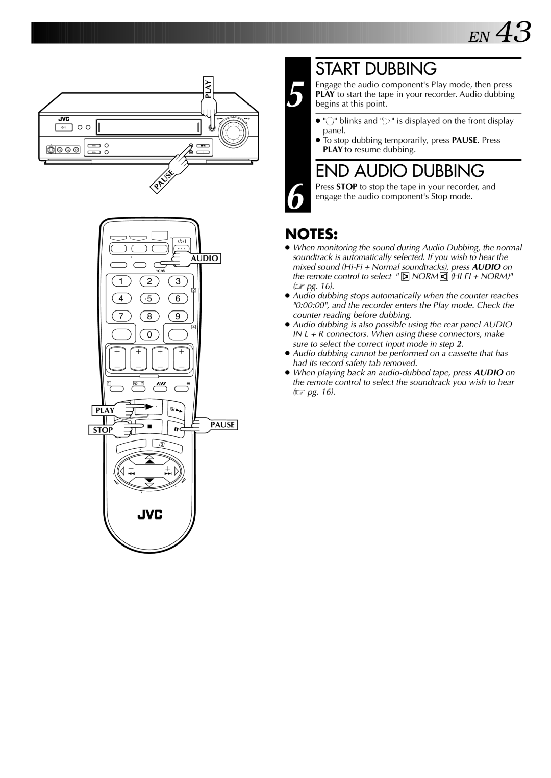 JVC LPT0428-001A, HR-S5700AM specifications Start Dubbing, END Audio Dubbing 