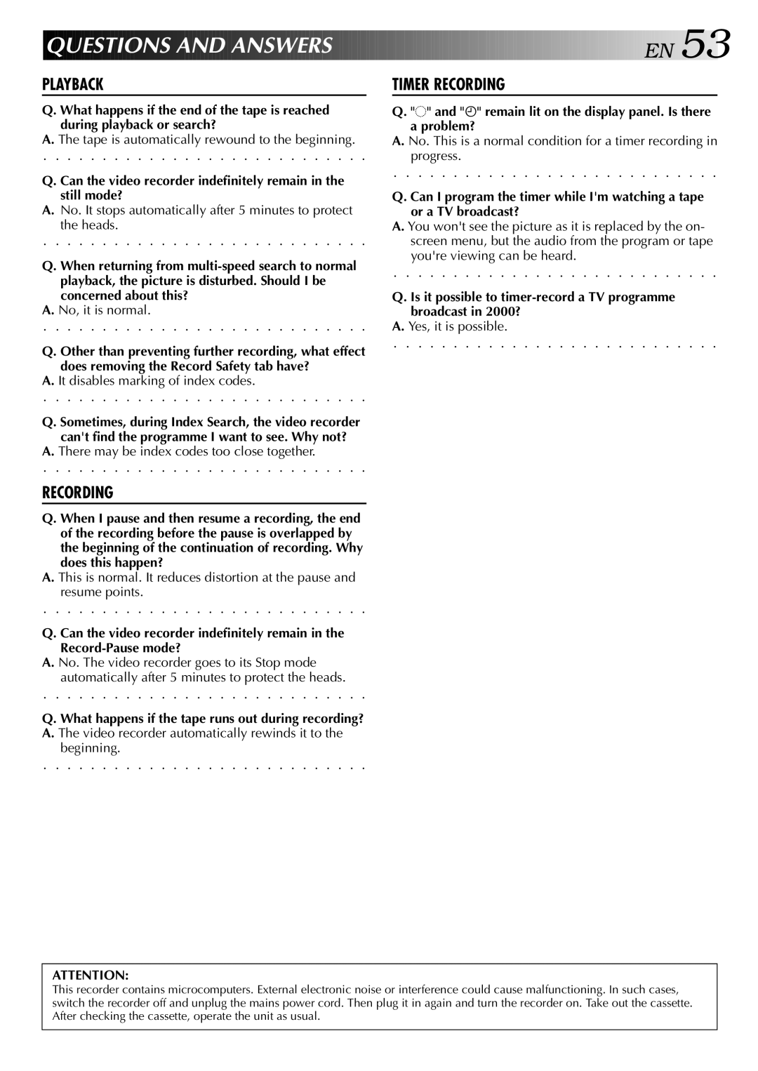 JVC LPT0428-001A, HR-S5700AM specifications Questions and Answers, Playback Timer Recording 