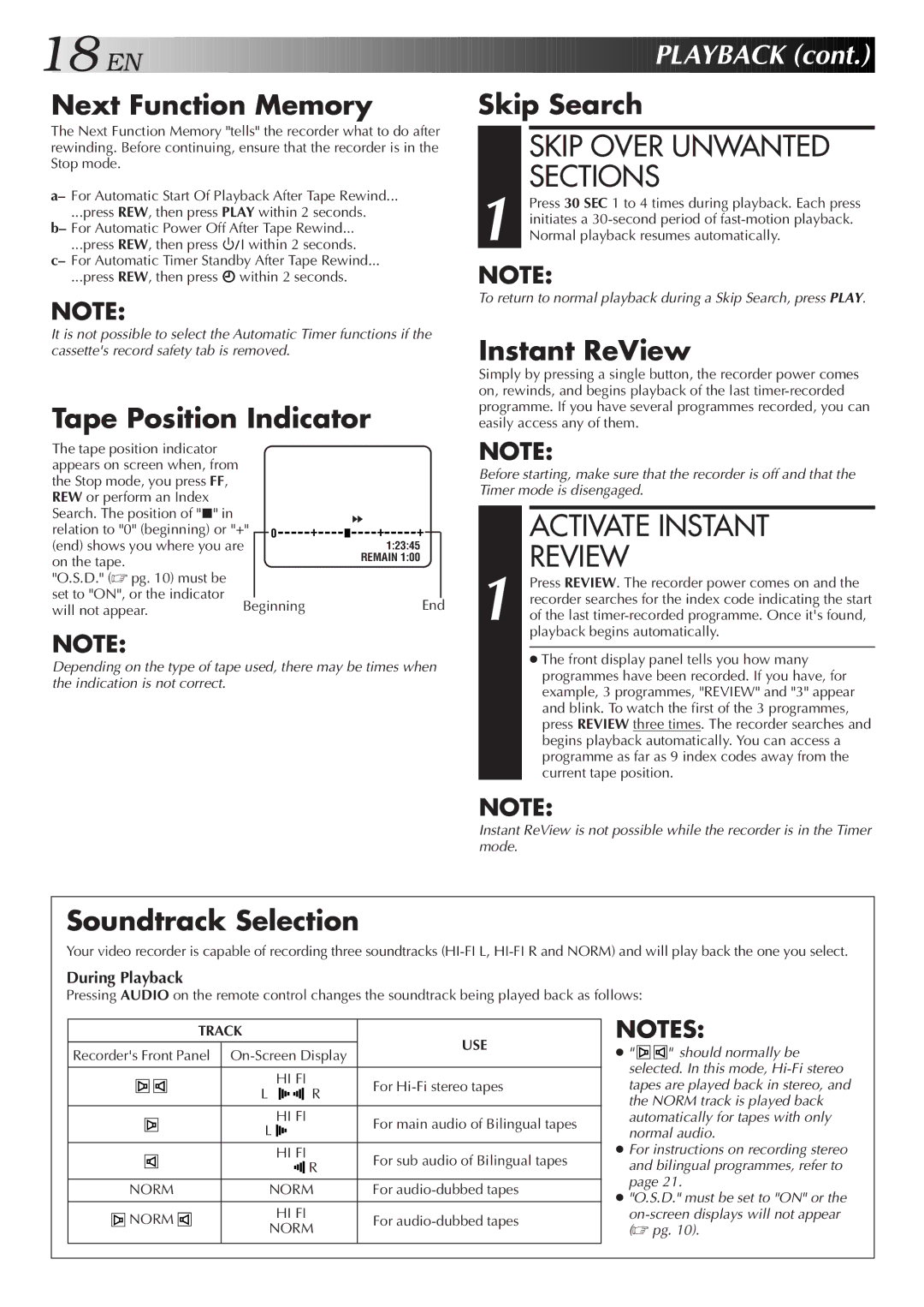 JVC HR-S5800AM, LPT0598-001A, 0701MNV*ID*PJ specifications Skip Over Unwanted, Sections, Activate Instant Review 