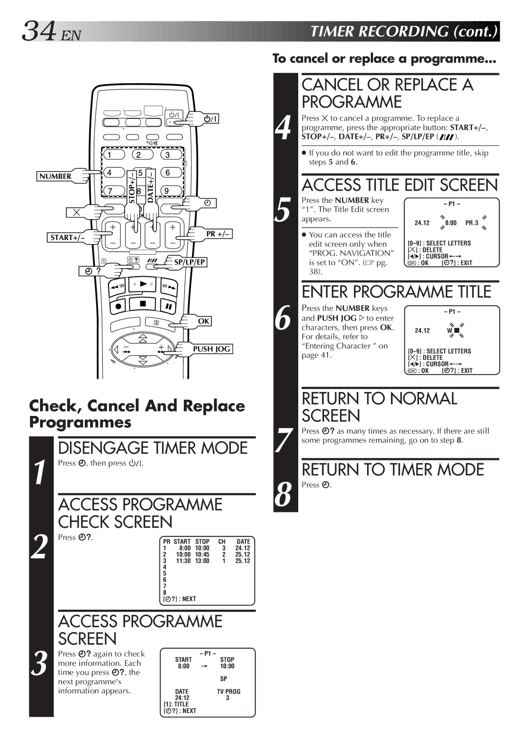 JVC LPT0598-001A, HR-S5800AM, 0701MNV*ID*PJ specifications Access Programme Screen 