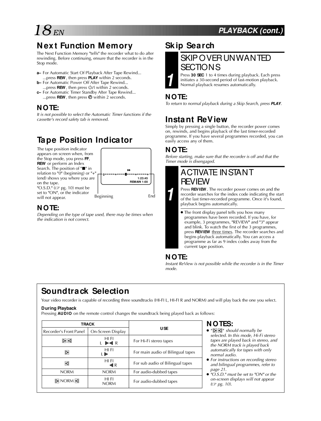 JVC HR-S5900AM, HR-S5990AM specifications Skip Over Unwanted, Sections, Activate Instant Review 