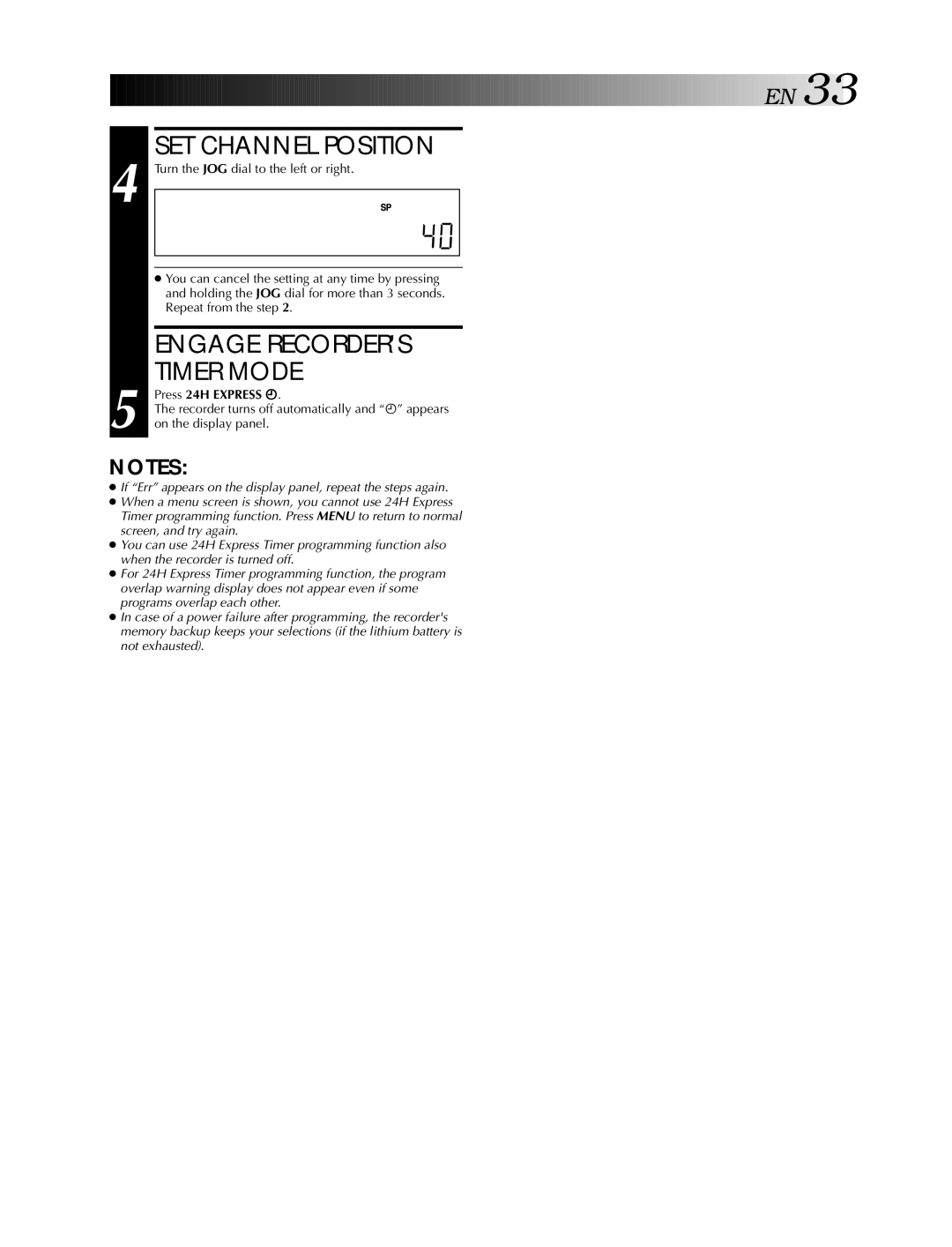 JVC HR-S5990AM, HR-S5900AM specifications SET Channel Position, Press 24H Express ‰ 