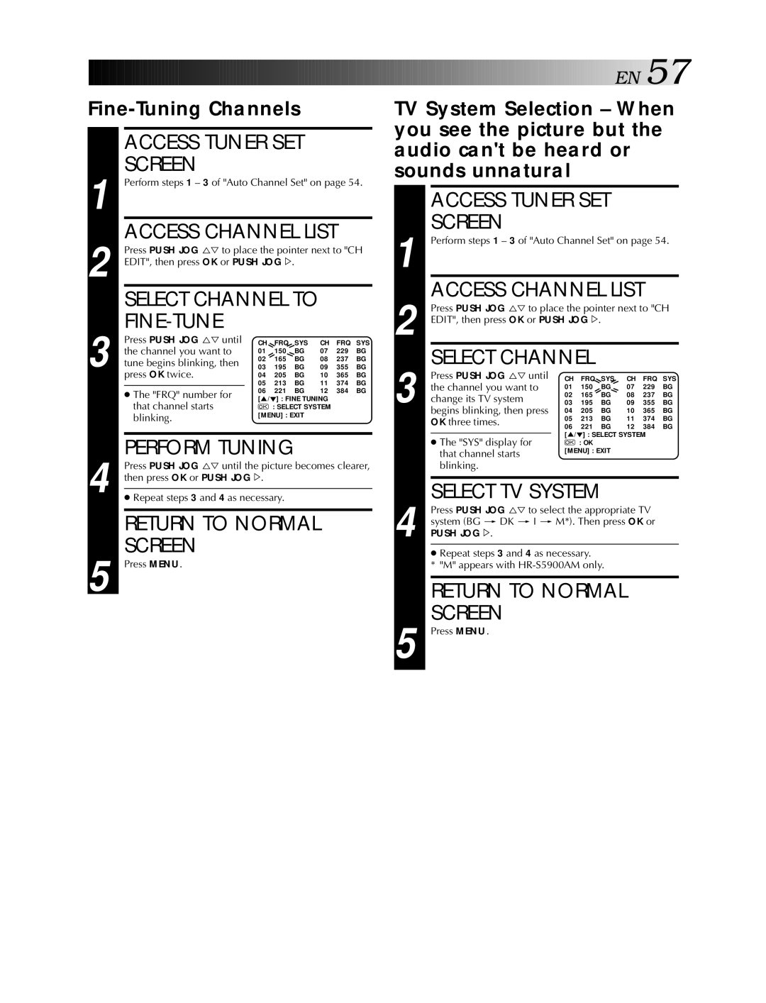 JVC HR-S5990AM, HR-S5900AM specifications Fine-Tune, Fine-Tuning Channels 