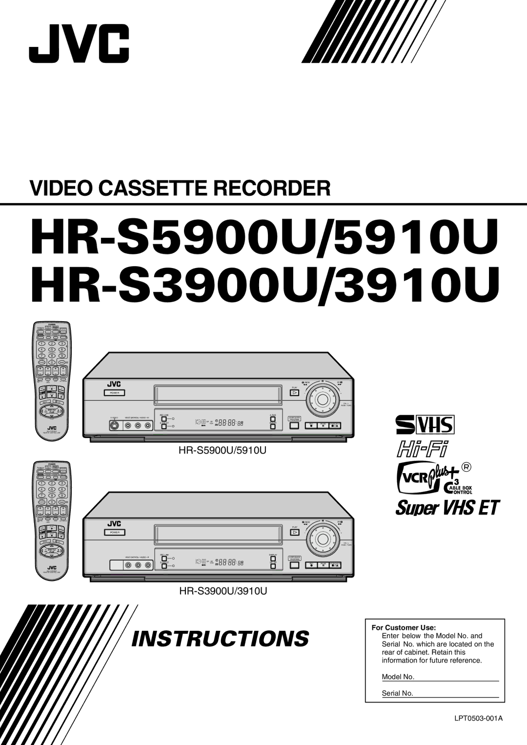 JVC HR-5910U manual HR-S5900U/5910U HR-S3900U/3910U 