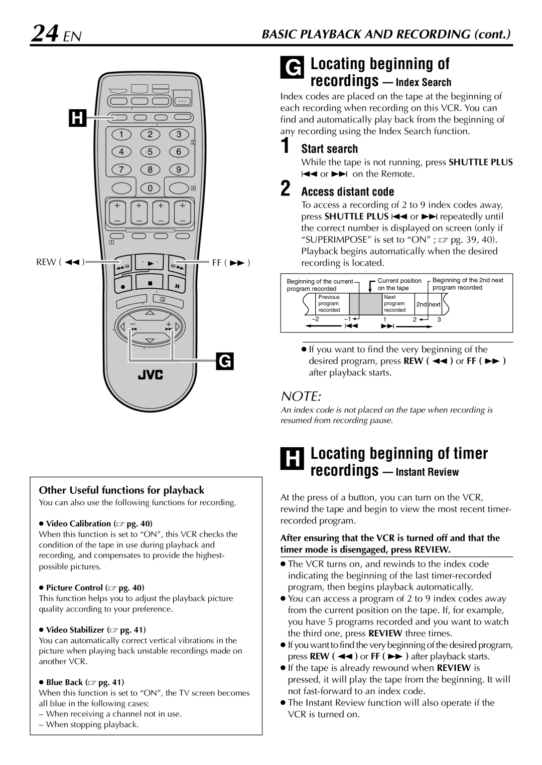 JVC HR-S5900U, HR-5910U manual 24 EN, Locating beginning of timer, Start search, Access distant code 