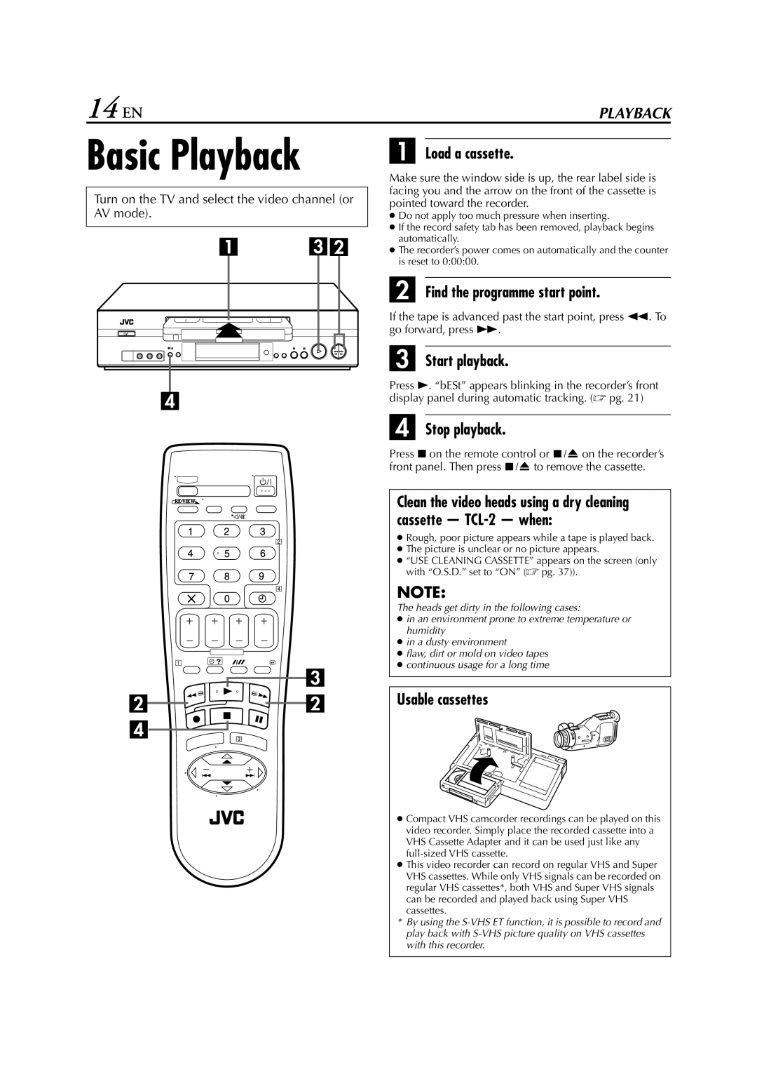 JVC HR-S5950EU specifications Basic Playback, 14 EN 