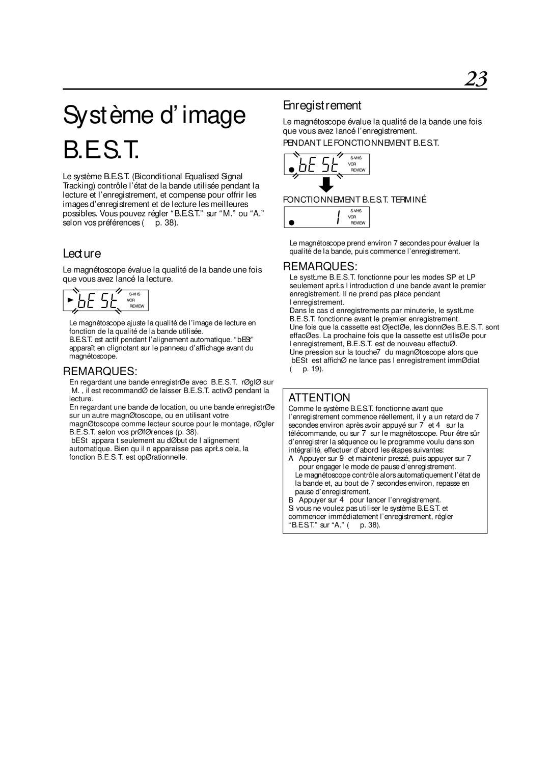 JVC HR-S5955MS manual Lecture, Enregistrement 