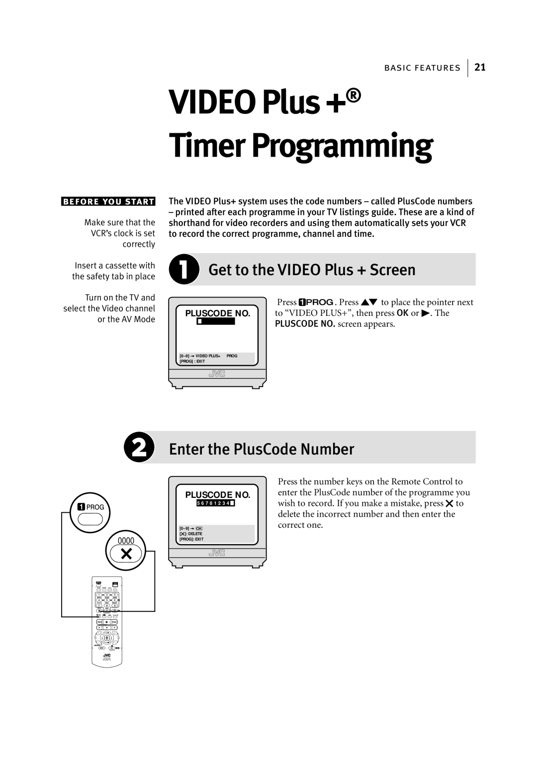 JVC LPT0768-001B, HR-S5967EK Video Plus + Timer Programming, Get to the Video Plus + Screen, Enter the PlusCode Number 